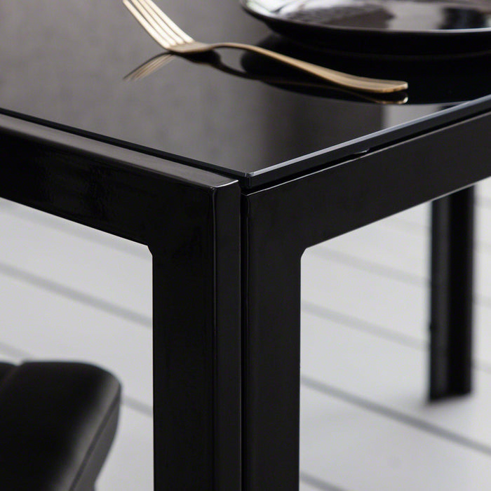 Glass Dining Table Set With 4 Black Chairs Set - Laura James