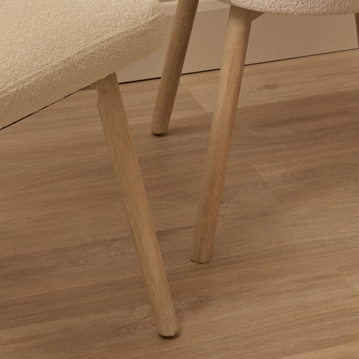 Arabella Light Beige Boucle Dining Chair - Set of 2 - Whitewash Oak Legs - Laura James