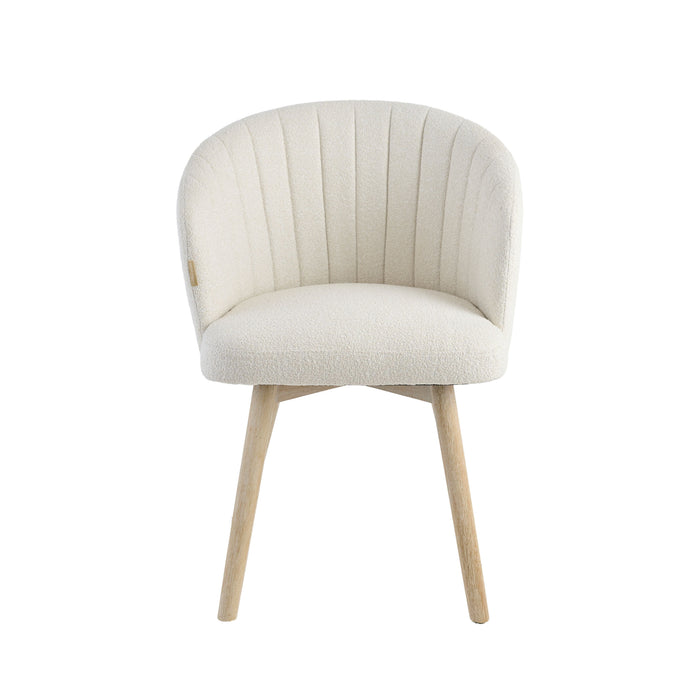 Arabella Light Beige Boucle Dining Chair - Set of 2 - Whitewash Oak Legs - Laura James