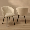 Arabella Light Beige Boucle Dining Chairs - Set of 2 - Black Oak Legs - Laura James