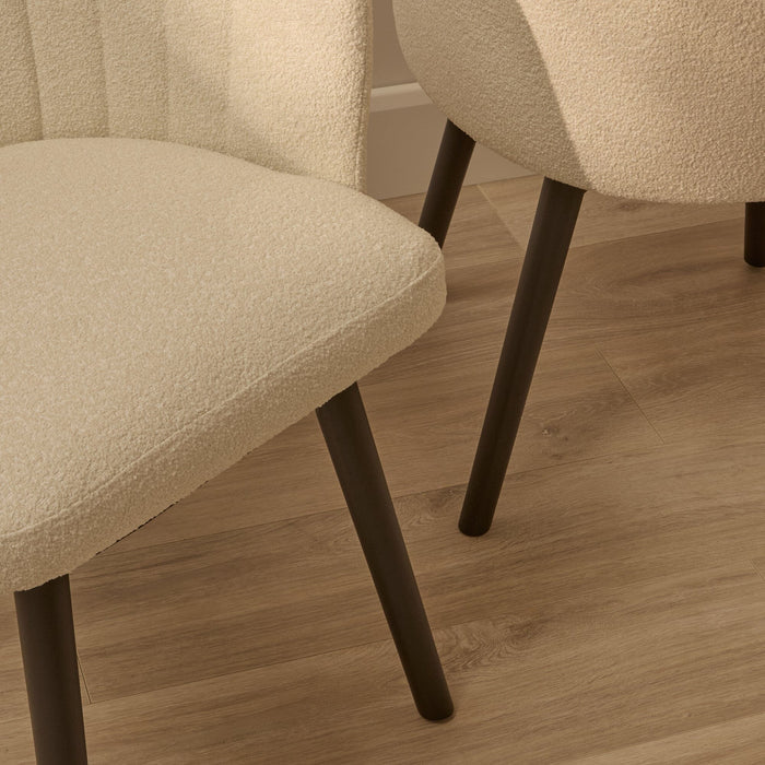 Arabella Light Beige Boucle Dining Chairs - Set of 2 - Black Oak Legs - Laura James