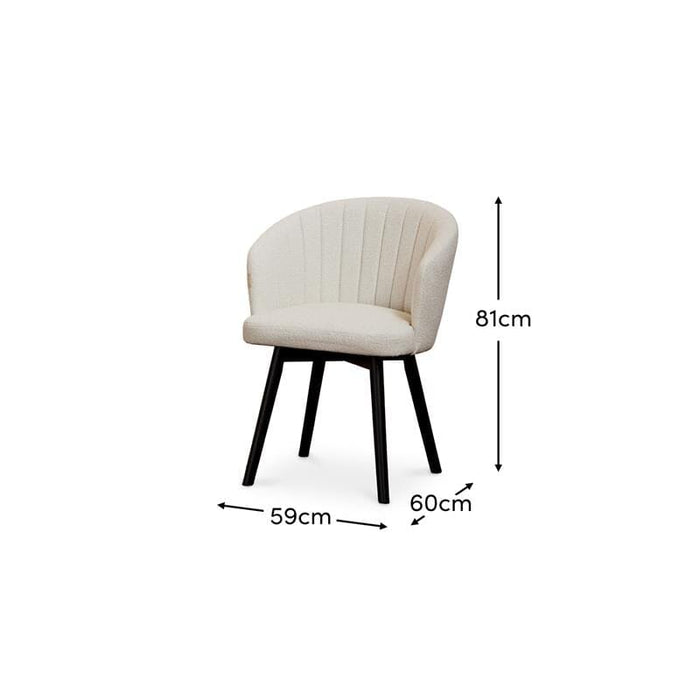 Arabella Light Beige Boucle Dining Chairs - Set of 2 - Black Oak Legs - Laura James