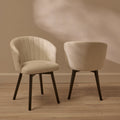 Arabella Natural Beige Dining Chairs - Set of 2 - Black Oak Legs - Laura James