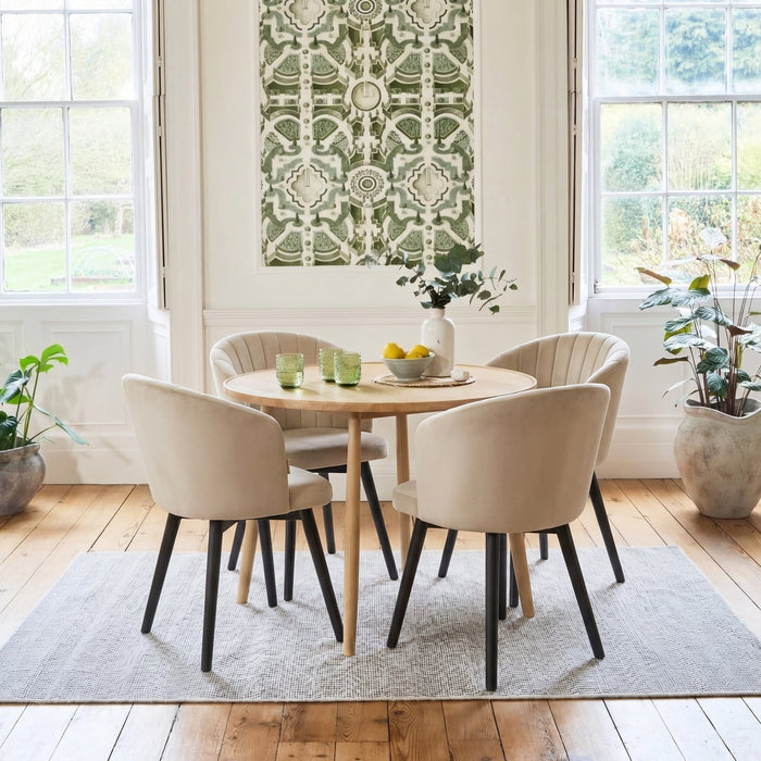Arabella Natural Beige Dining Chairs - Set of 2 - Black Oak Legs - Laura James