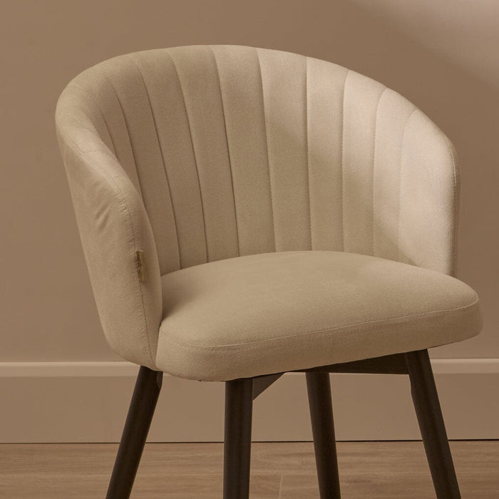 Arabella Natural Beige Dining Chairs - Set of 2 - Black Oak Legs - Laura James
