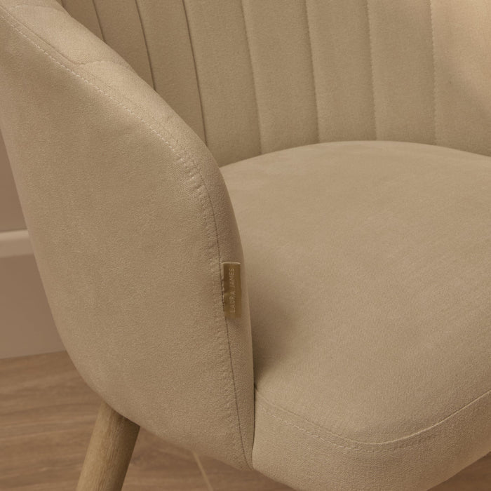 Arabella Natural Beige Dining Chairs - Set of 2 - Black Oak Legs - Laura James