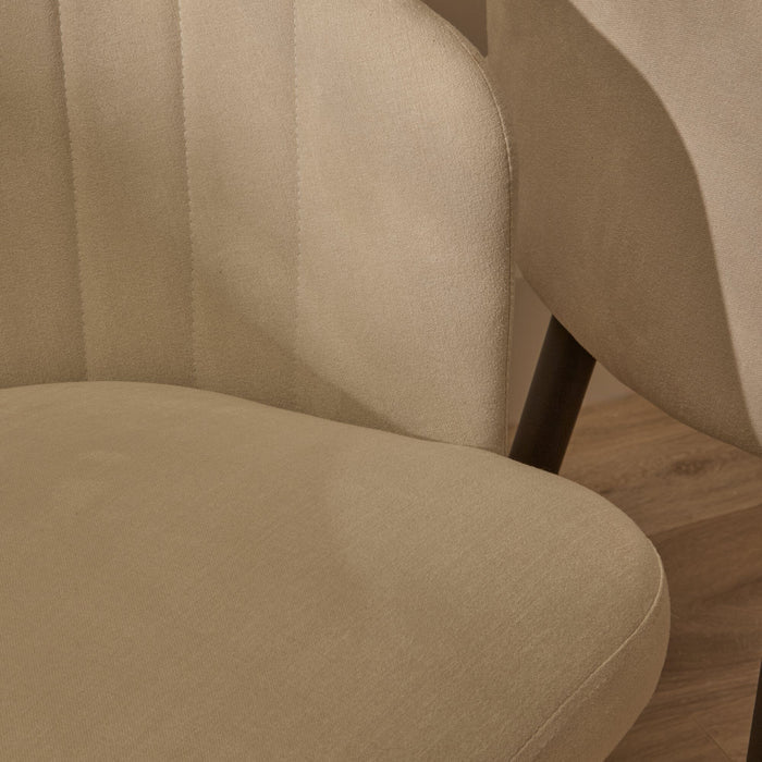 Arabella Natural Beige Dining Chairs - Set of 2 - Black Oak Legs - Laura James