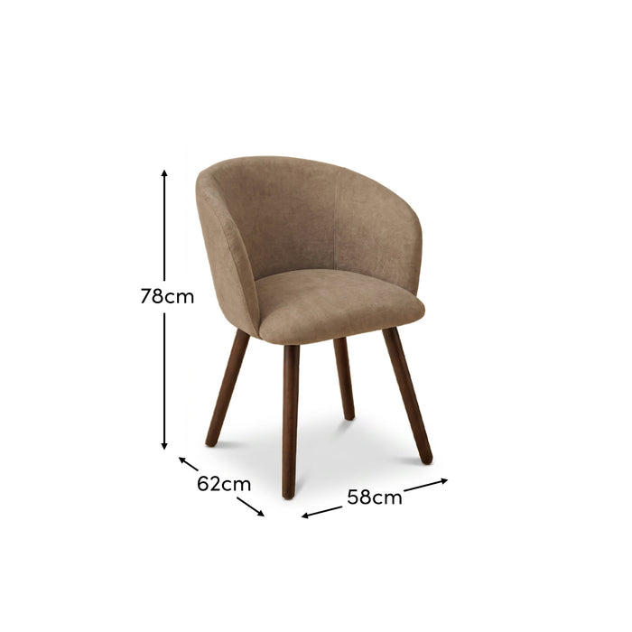 Archer Natural Brown Dining Chair - Set of 2 - Coffee Brown Legs - Laura James