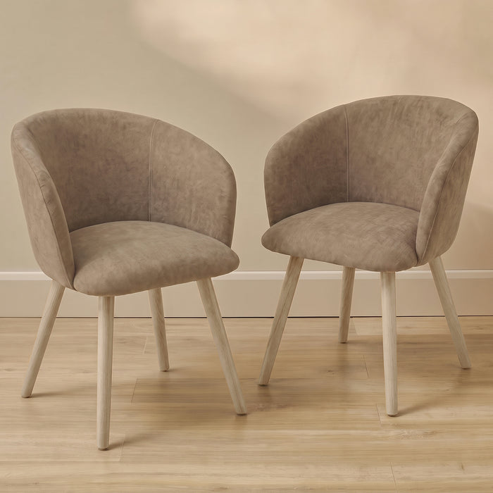 Archer Natural Brown Dining Chair - Set of 2 - Whitewash Legs - Laura James