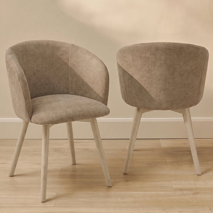 Archer Natural Brown Dining Chair - Set of 2 - Whitewash Legs - Laura James