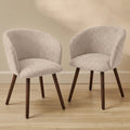 Archer Soft Beige Dining Chair - Set of 2 - Coffee Brown Legs - Laura James