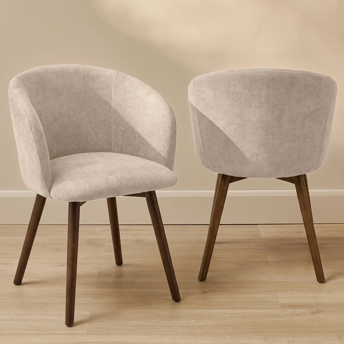 Archer Soft Beige Dining Chair - Set of 2 - Coffee Brown Legs - Laura James