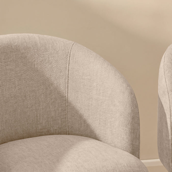 Archer Soft Beige Dining Chair - Set of 2 - Coffee Brown Legs - Laura James