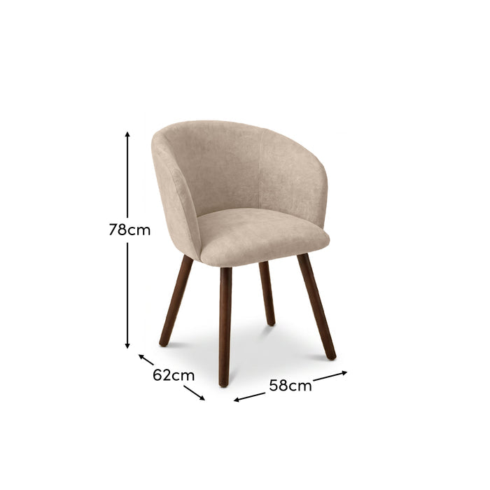 Archer Soft Beige Dining Chair - Set of 2 - Coffee Brown Legs - Laura James