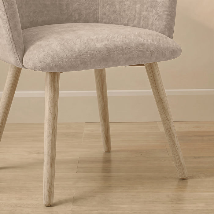 Archer Soft Beige Dining Chair - Set of 2 - Whitewash Legs - Laura James