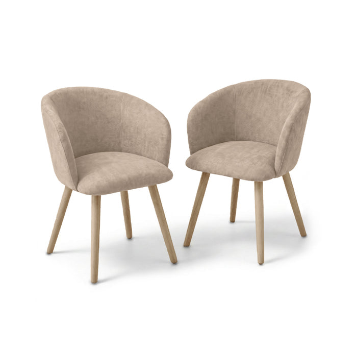 Archer Soft Beige Dining Chair - Set of 2 - Whitewash Legs - Laura James