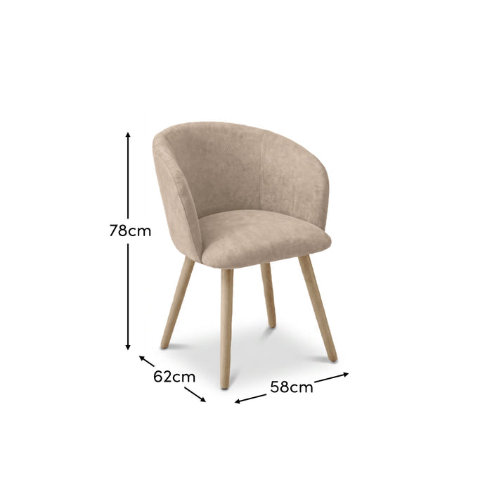 Archer Soft Beige Dining Chair - Set of 2 - Whitewash Legs - Laura James