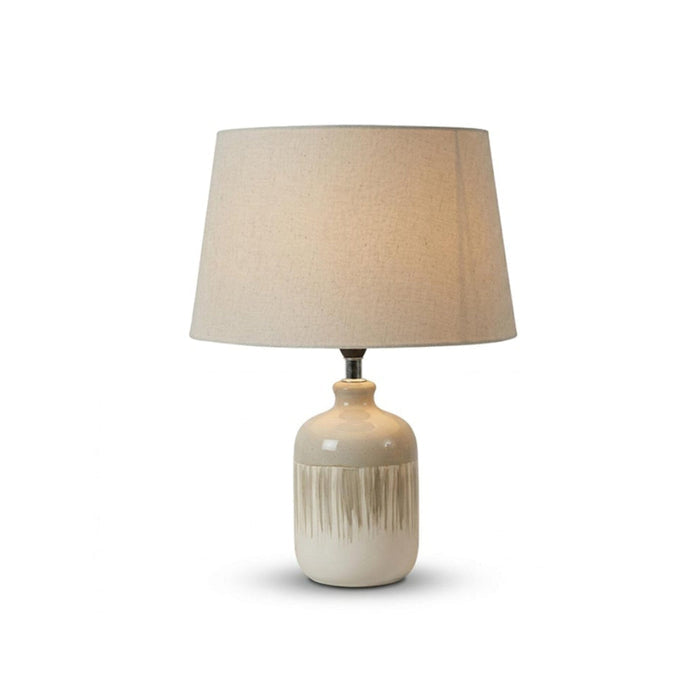 Arundel 24cm Ceramic Lamp Base - Sage Green Reactive Glaze & Coningsby 30cm Cotton Lamp Shade - Laura James