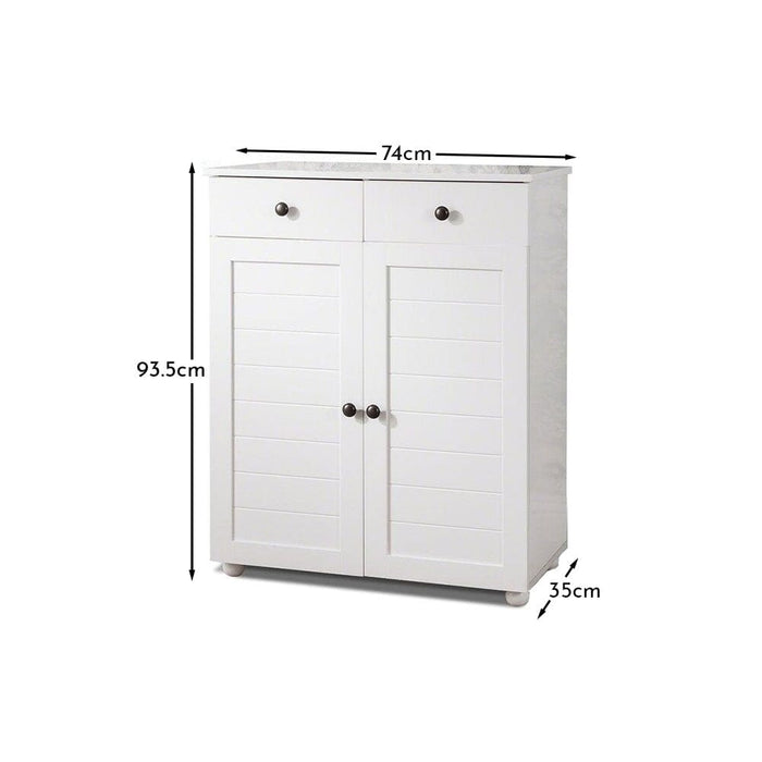 White Shoe Storage Cabinet Storage Cupboard Wooden - Laura James