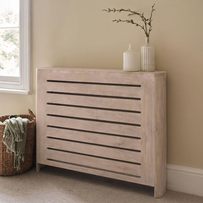 Asha Medium Radiator Cover - Chalked Mango Wood - Laura James