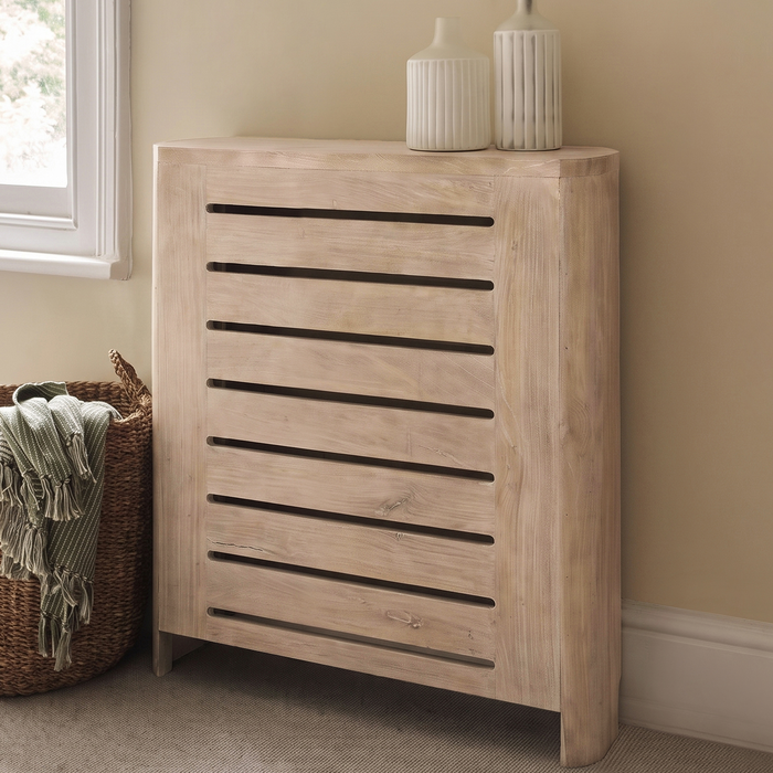Asha Small Radiator Cover - Chalked Mango Wood - Laura James