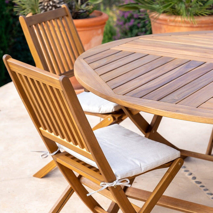 Ashby 4 Seater Wooden Round Folding Garden Dining Table - 100cm - Laura James