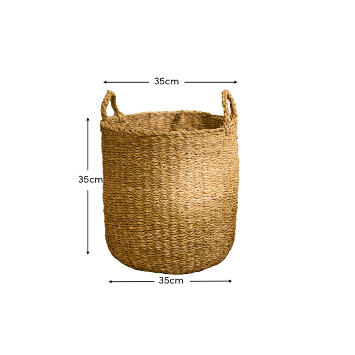 Asika 35cm Round Typha Basket - Natural - Laura James