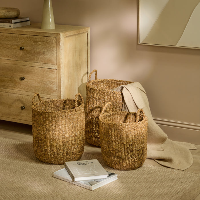 Asika 45cm Round Typha Basket - Natural - Laura James