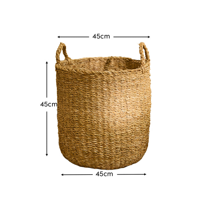 Asika 45cm Round Typha Basket - Natural - Laura James