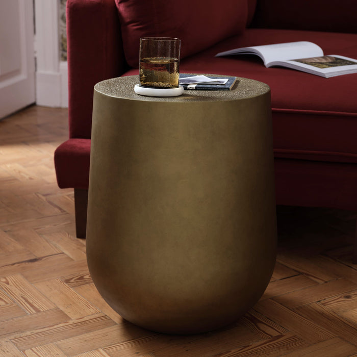 Astra 41cm Round Metal Side Table - Antique Brass - Laura James