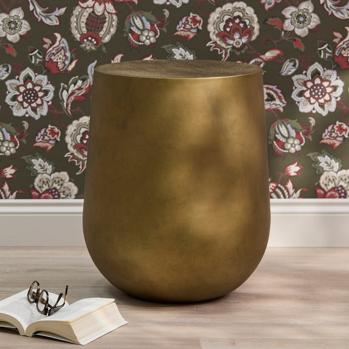 Astra 41cm Round Metal Side Table - Antique Brass - Laura James