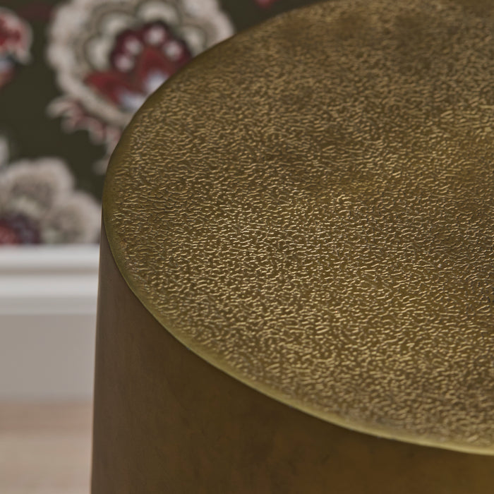 Astra 41cm Round Metal Side Table - Antique Brass - Laura James