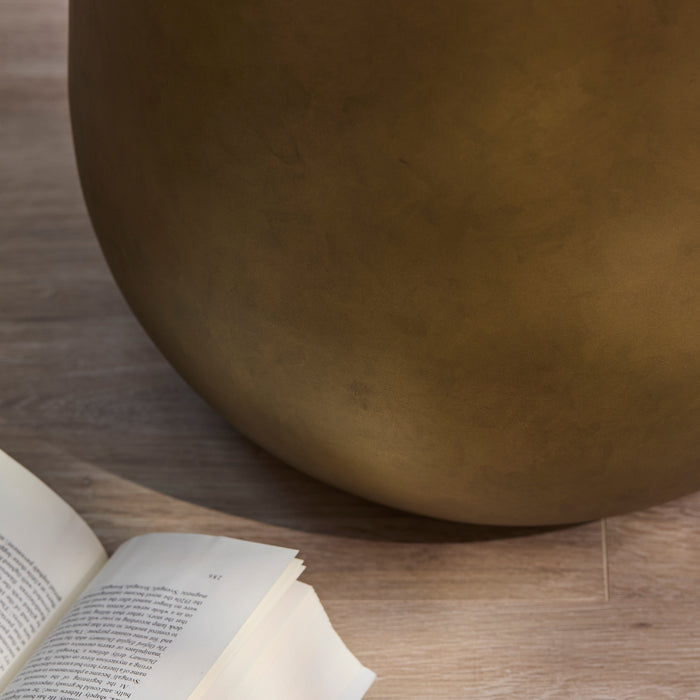 Astra 41cm Round Metal Side Table - Antique Brass - Laura James