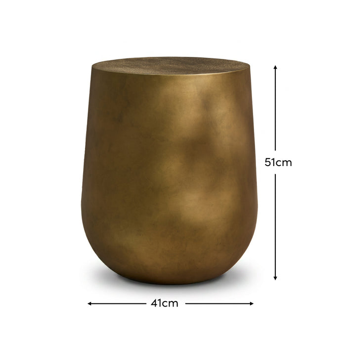 Astra 41cm Round Metal Side Table - Antique Brass - Laura James