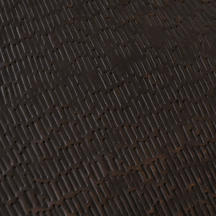 Astra 41cm Round Metal Side Table - Black Bronze Geometric Lines - Laura James