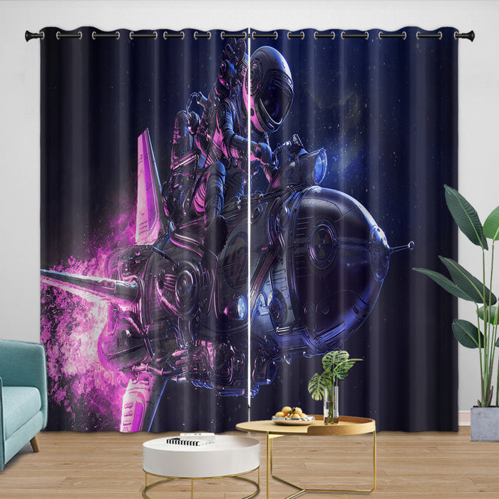 Astronaut Curtains Blackout Window Drapes Kids Room Decoration
