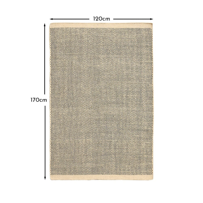 Atcham Black/Natural Pebble Wool with Cotton Rug - 120 x 170cm