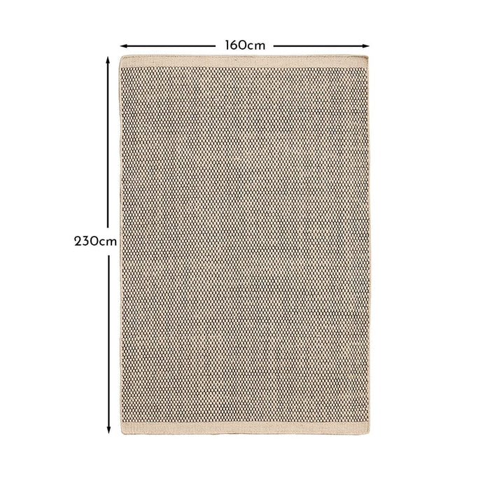 Atcham Wool & Cotton Rug - Pebble Black - 160 x 230cm