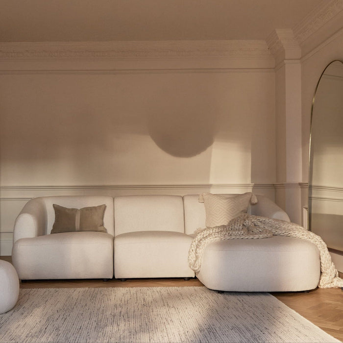 Nathalia Chaise Corner Sofa - Chalk White Boucle - Laura James