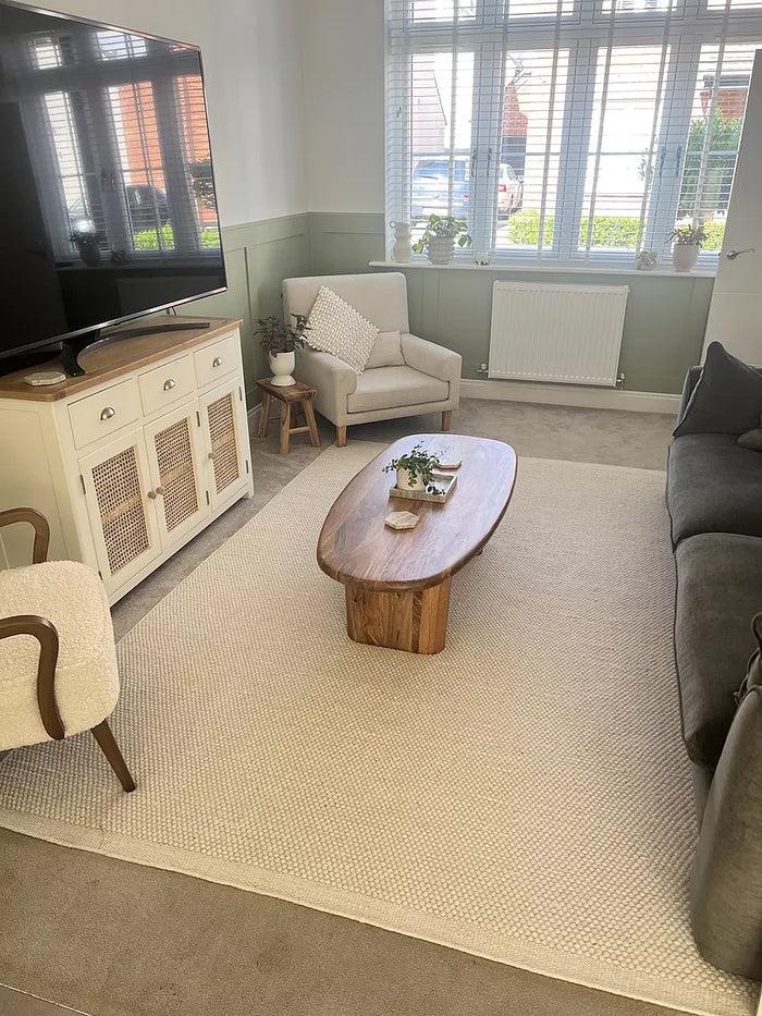 Atcham Clay/Natural Pebble Wool with Cotton Rug - 200 x 290cm - Laura James