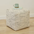 Atcham Clay Marl Wool & Cotton Ottoman - 45 x 45cm - Laura James
