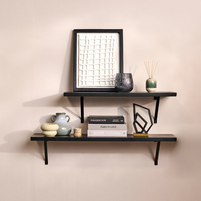 Atlas 100cm Mango Wood Wall Shelf - Jet Black - Laura James