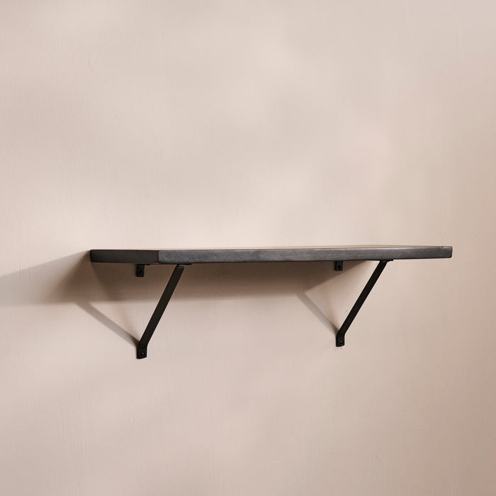 Atlas 100cm Mango Wood Wall Shelf - Jet Black - Laura James