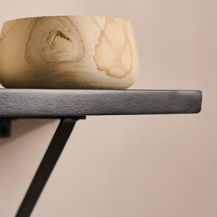 Atlas 100cm Mango Wood Wall Shelf - Jet Black - Laura James