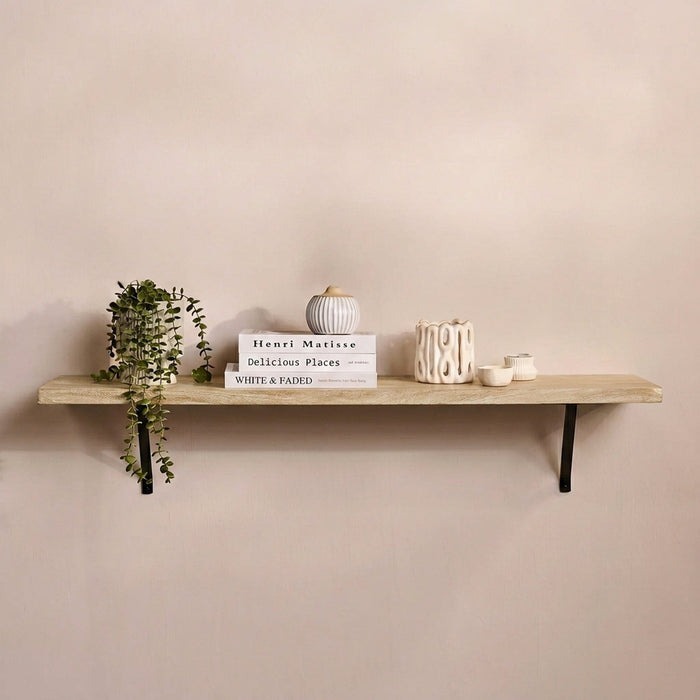 Atlas 125cm Mango Wood Wall Shelf - Whitewash - Laura James