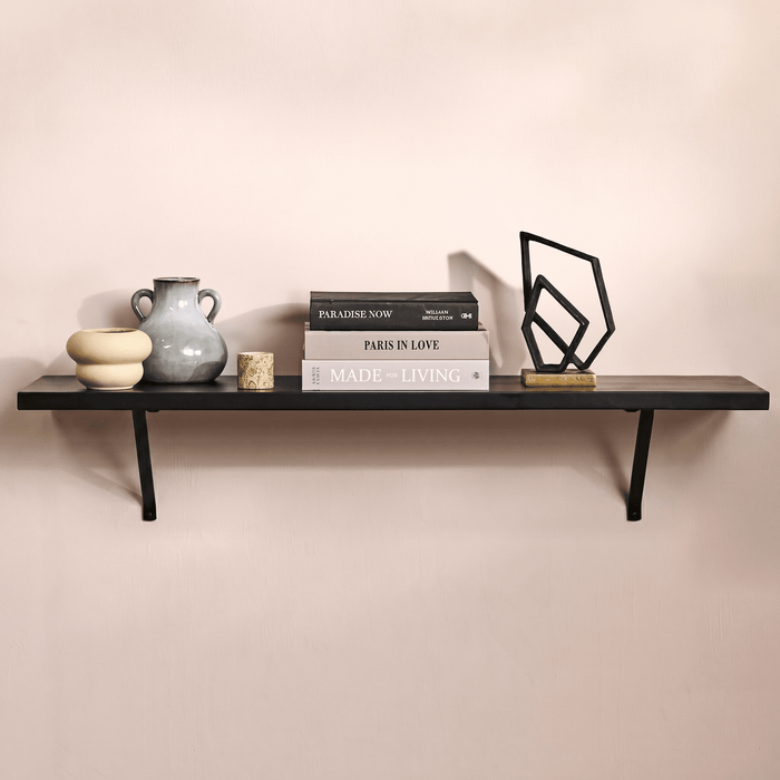 Atlas 125cm Wall Shelf - Jet Black Mango Wood - Laura James