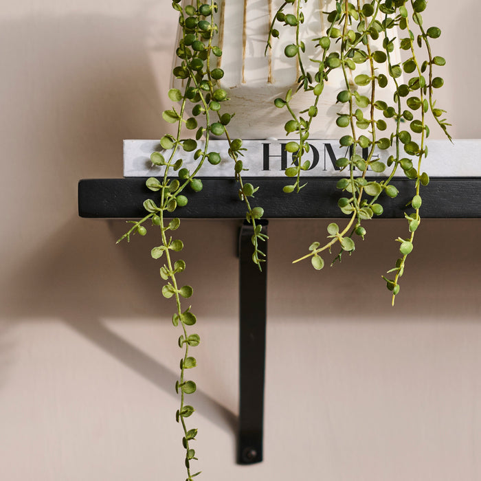 Atlas 75cm Mango Wood Wall Shelf - Jet Black - Laura James