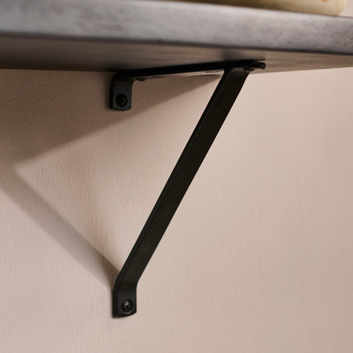 Atlas 100cm Mango Wood Wall Shelf - Jet Black - Laura James