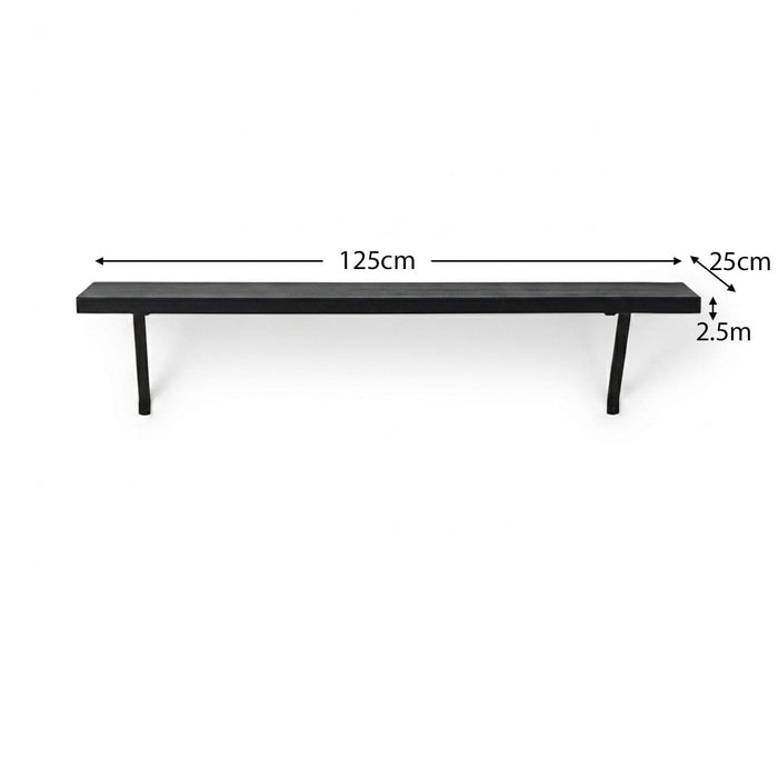 Atlas 125cm Wall Shelf - Jet Black Mango Wood - Laura James