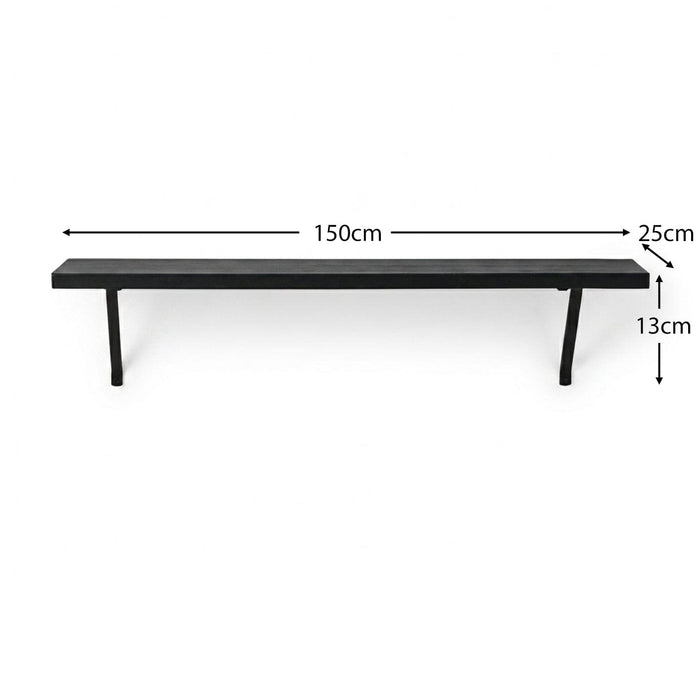 Atlas 150cm Mango Wood Wall Shelf - Jet Black - Laura James